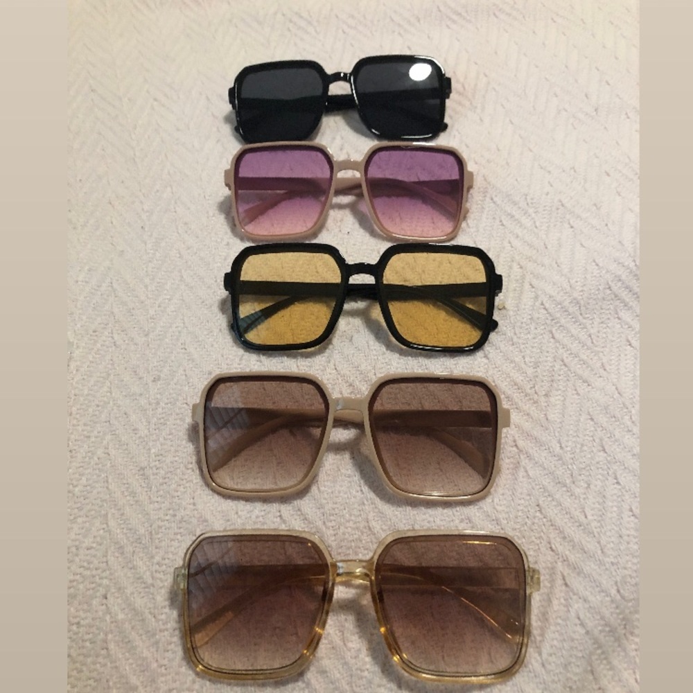 All 5 Pairs Of Stylish Women's Sunglasses Set - Black, Purple, Yellow, Brown,Tan